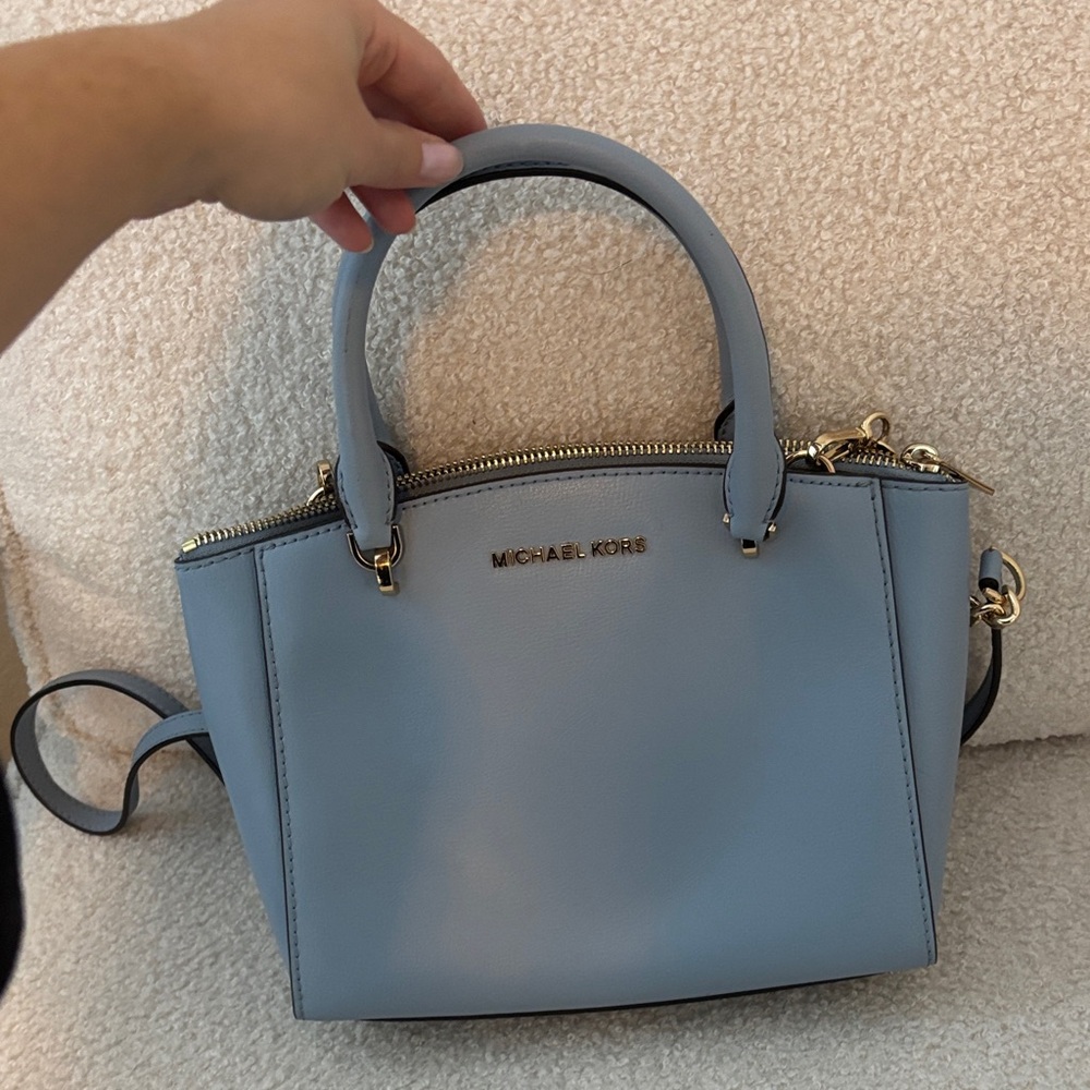 Michael Kors Light Blue Satchel with Gold Accents - Picture 6 of 7
